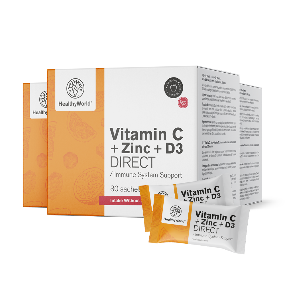 Vitamin C 500 + Cink + D3 DIRECT z okusom jabolka