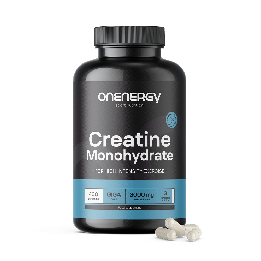 Creatin monohidrat 3000 mg în capsule.